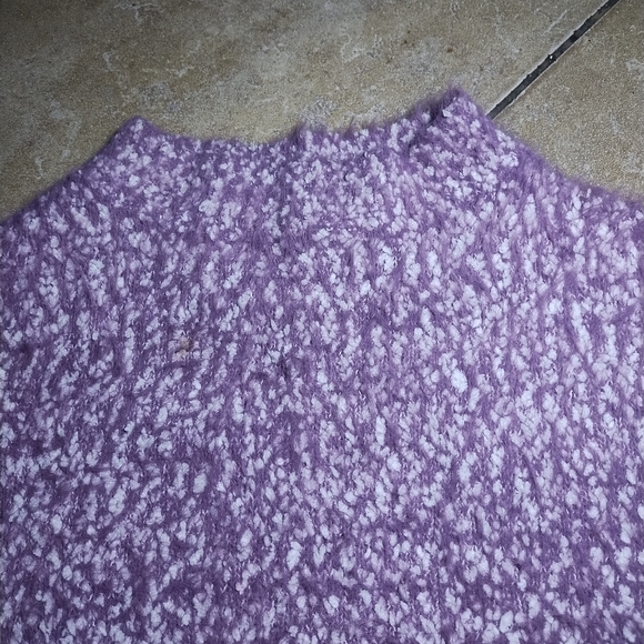 Purple Super Soft Fuzzy Knit Mock Neck Cropped Sweater Top Size XS - Picture 5 of 10